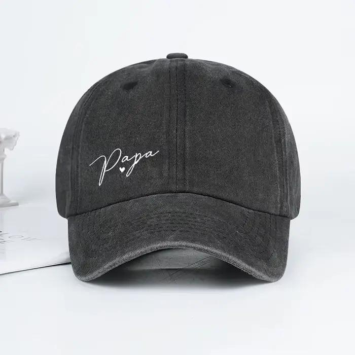 Casquette de baseball rétro avec impression manuscrite « Papa » - Chapeau de soleil simple et réglable - Cadeau pour la fête des pères pour homme - Camping et pêche