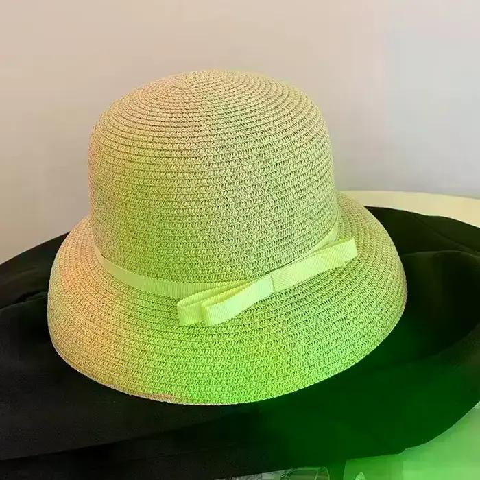 Chapeau de soleil élégant pour femme style Hepburn avec nœud décoratif