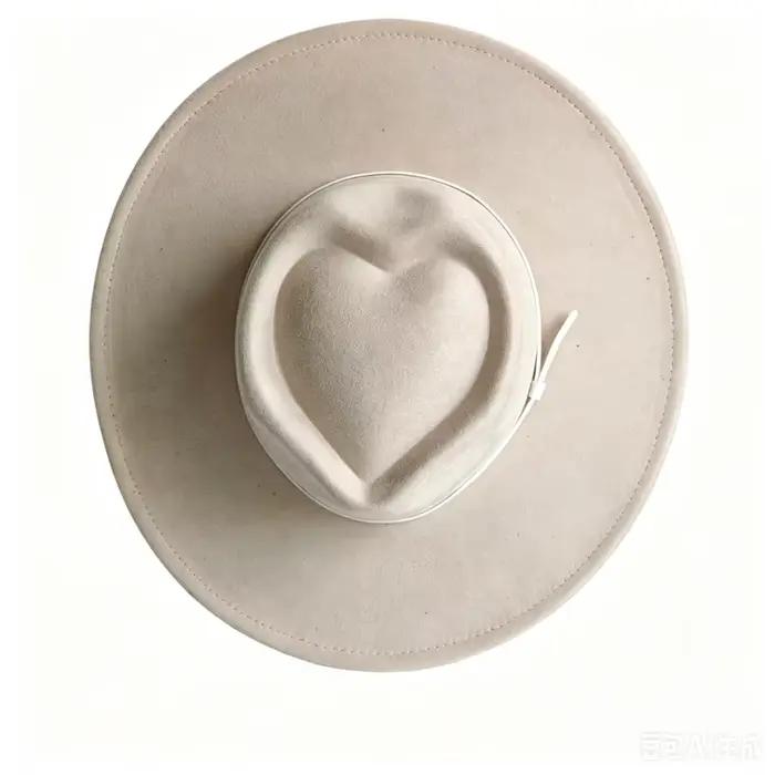 Chapeau Rancher Jazz en suède vegan unisexe avec forme de cœur pour femmes et hommes, pour toutes les occasions et les quatre saisons