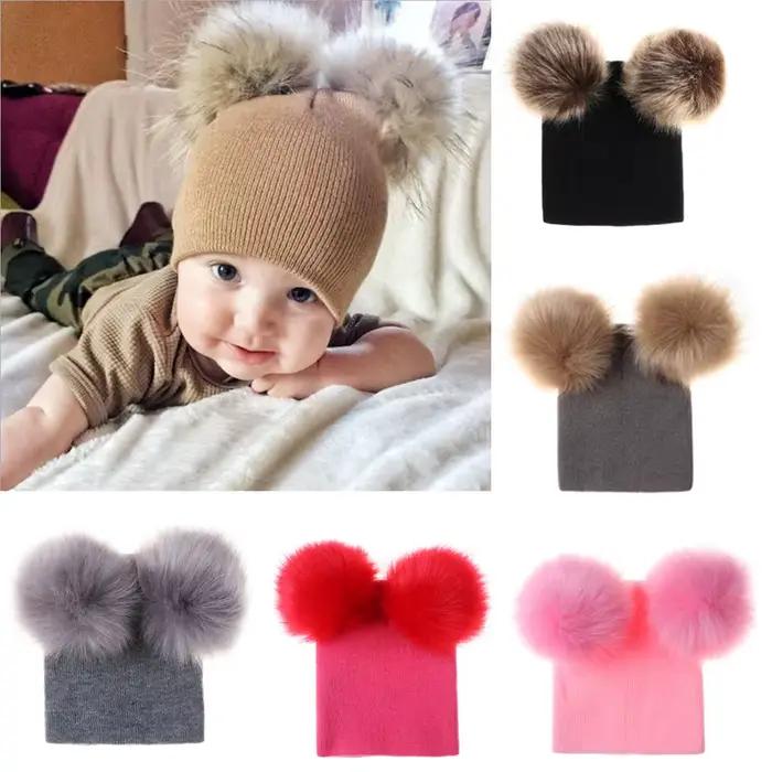 Bonnet en laine douce et réglable pour bébé fille et garçon, avec pompon mignon pour toutes les saisons et occasions spéciales