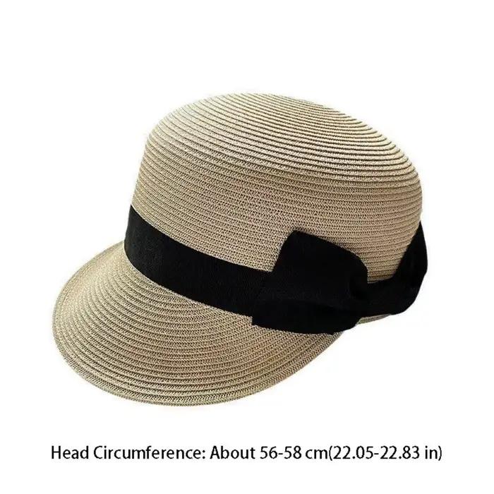 Chapeau de paille décontracté à large bord avec nœud tressé
