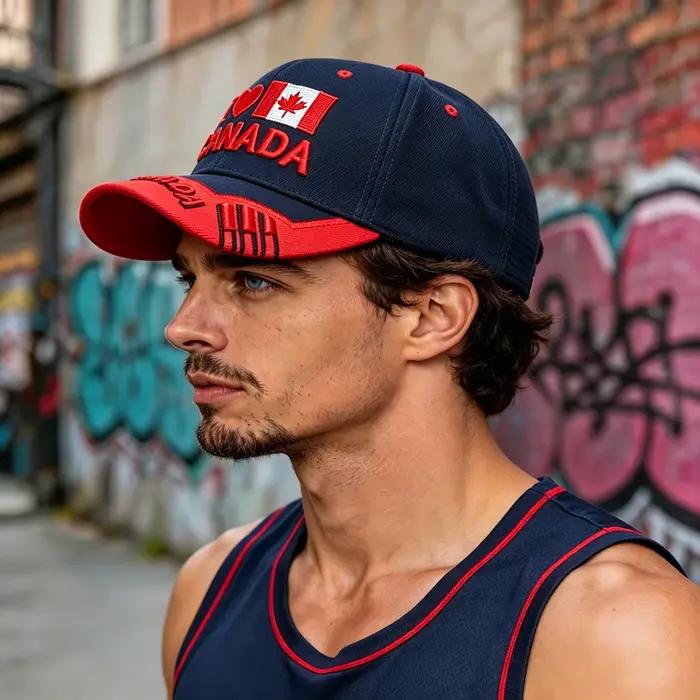 Casquette de baseball brodée drapeau du Canada pour homme