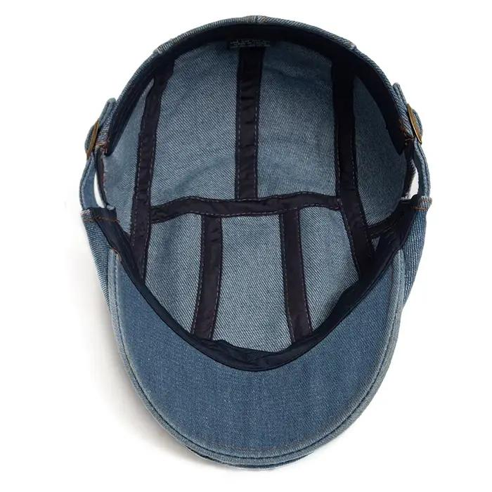 Béret femme mode Denim Vintage casquette gavroche pour hommes été solide lavé casquettes plates décontracté