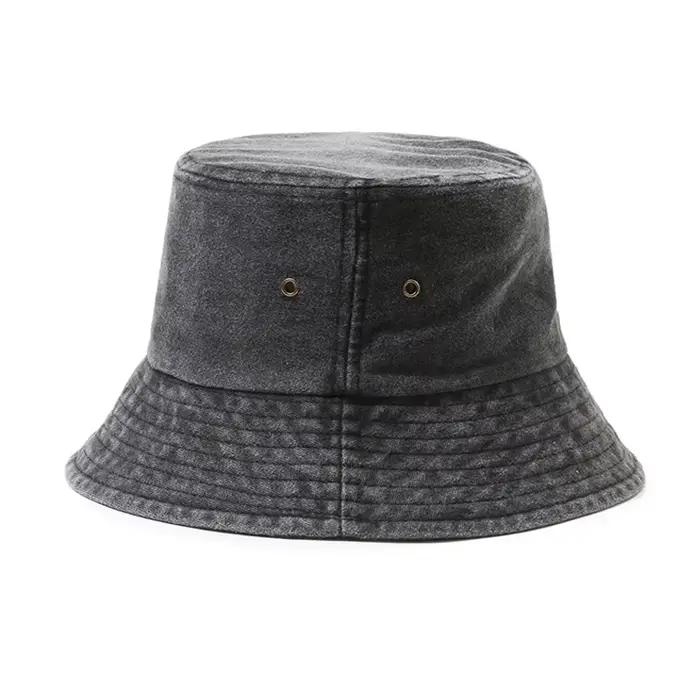 Chapeau Bob en Coton Lavé Style Milano Vintage Effet Vieilli Casquette de Pêcheur Rétro Unisexe