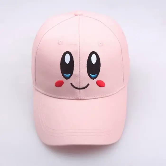 Anime Kirby chapeau fille Kawaii rose visage souriant brodé