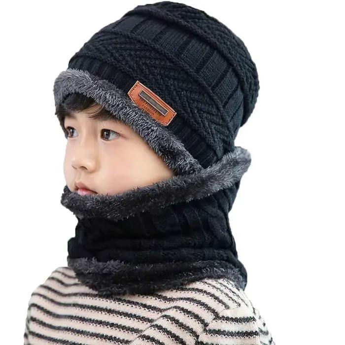 5-14 ans enfants chaud tricoté chapeau écharpe ensemble