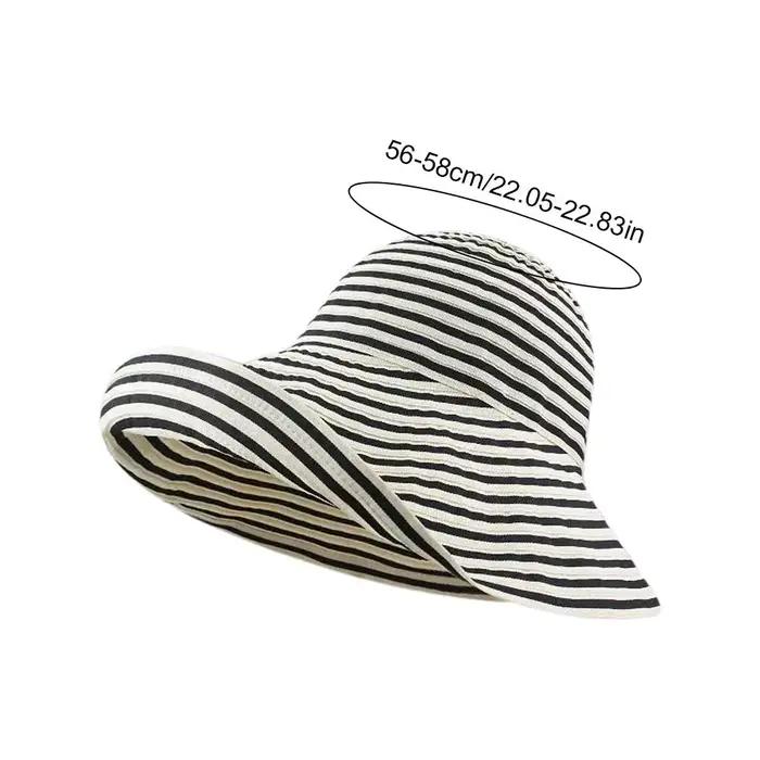 Chapeau Bob Vintage Rayé à Large Bord pour Femme