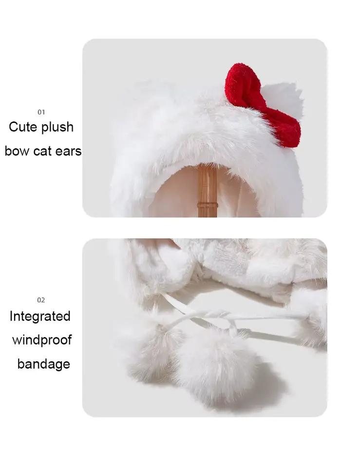 Joli chapeau tricoté Hello Kitty avec nœud