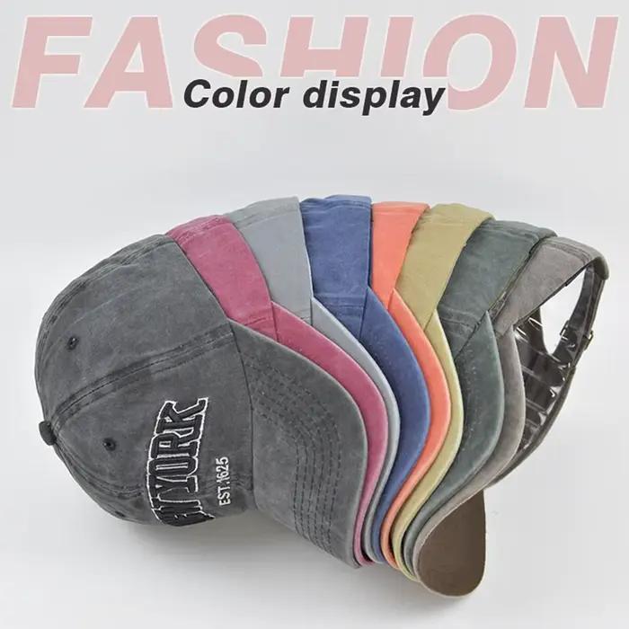 Casquette en coton délavé brodé de New York pour hommes et femmes
