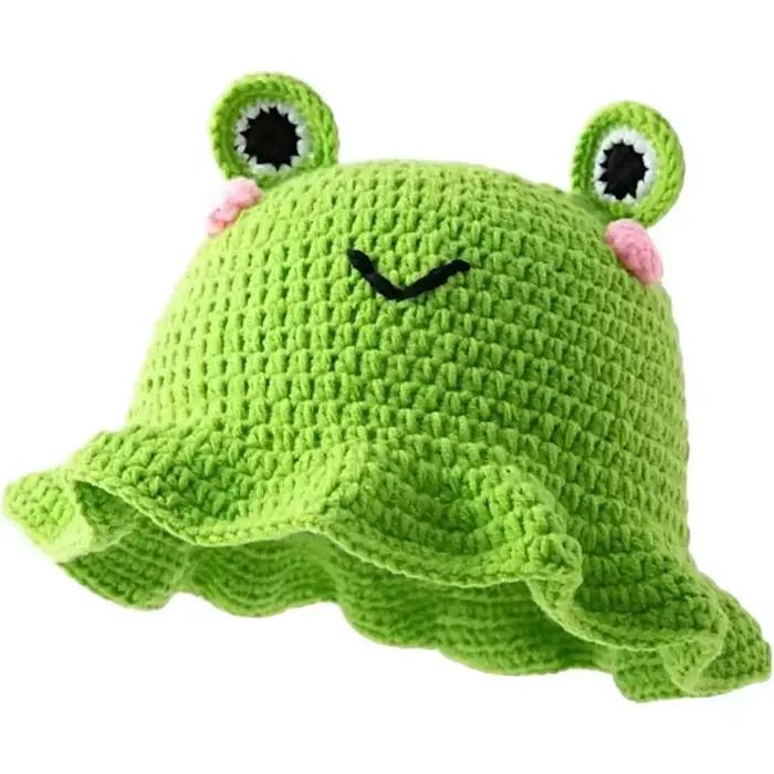 Chapeau de grenouille tissé à la main pour femmes