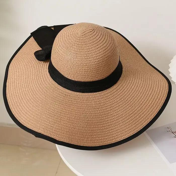 Chapeau de paille à bord surdimensionné pour femmes