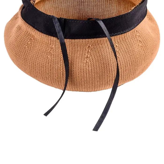 Béret chapeau pour femmes tricoté en polyester, design moderne et rétro, style sport, printemps été, polyvalent pour toutes les occasions, mode décontracté