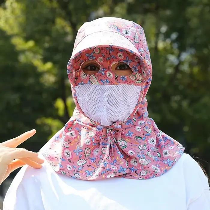 Chapeau de soleil anti-UV intégral en maille respirante à large bord