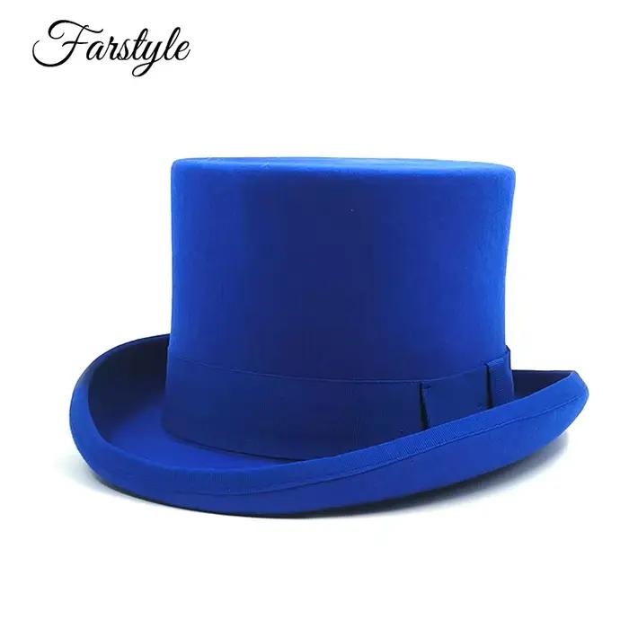 Chapeau haut de magicien en laine bordeaux et vert foncé