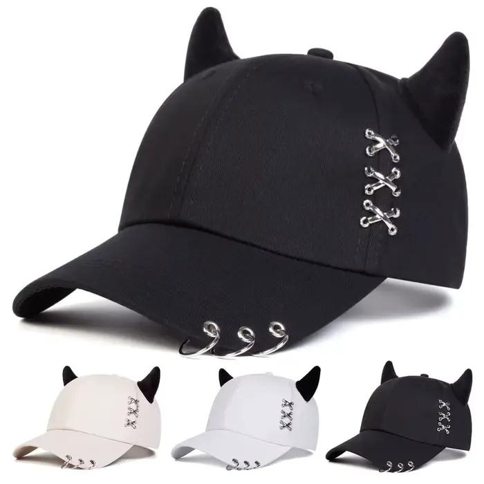 Casquettes de Baseball réglables décontractées corne de vache casquette de canard de rue en plein air anneaux en métal chapeau de protection solaire unisexe