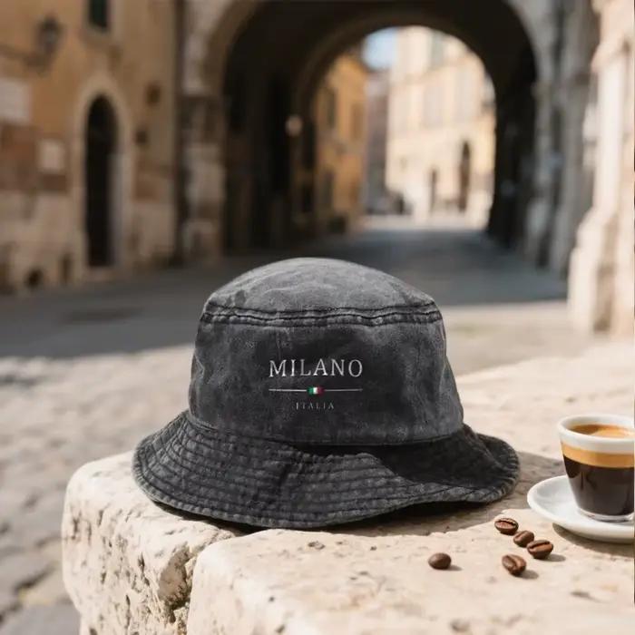 Chapeau Bob en Coton Lavé Style Milano Vintage Effet Vieilli Casquette de Pêcheur Rétro Unisexe