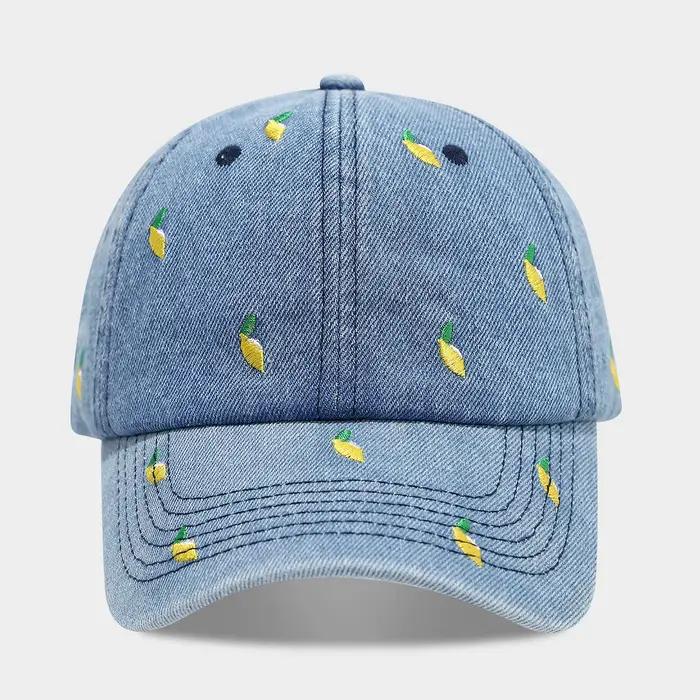 Casquette de Baseball en Denim bleu citron pour hommes et femmes