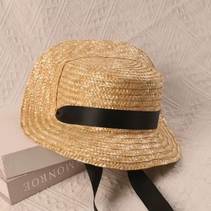 Chapeau de soleil en paille tressée pour filles