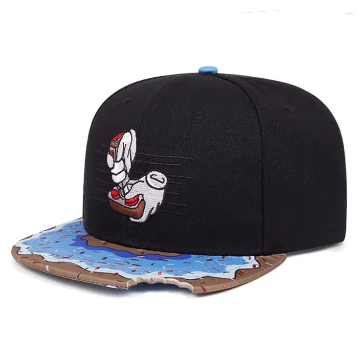 Casquette hip hop tendance 2026 style sport polyester brodé manette de jeu donut skate pare-soleil bord plat occassionnels adultes four seasons