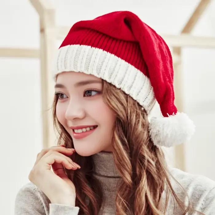 Chapeaux de Père Noël Chapeau en tricot assorti pour la famille Parent-enfant Pom Beanie
