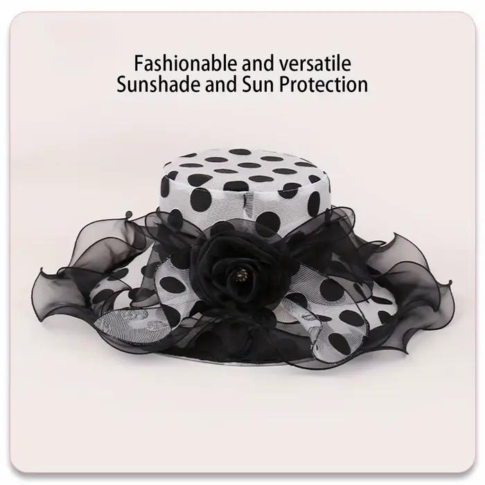 Chapeau de soleil léger pour femme avec un grand motif floral et un imprimé à pois