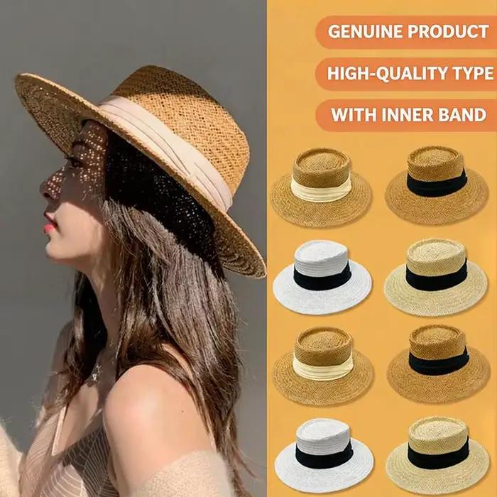 Chapeau Panama à large bord en paille de haute qualité pour les voyages à la plage