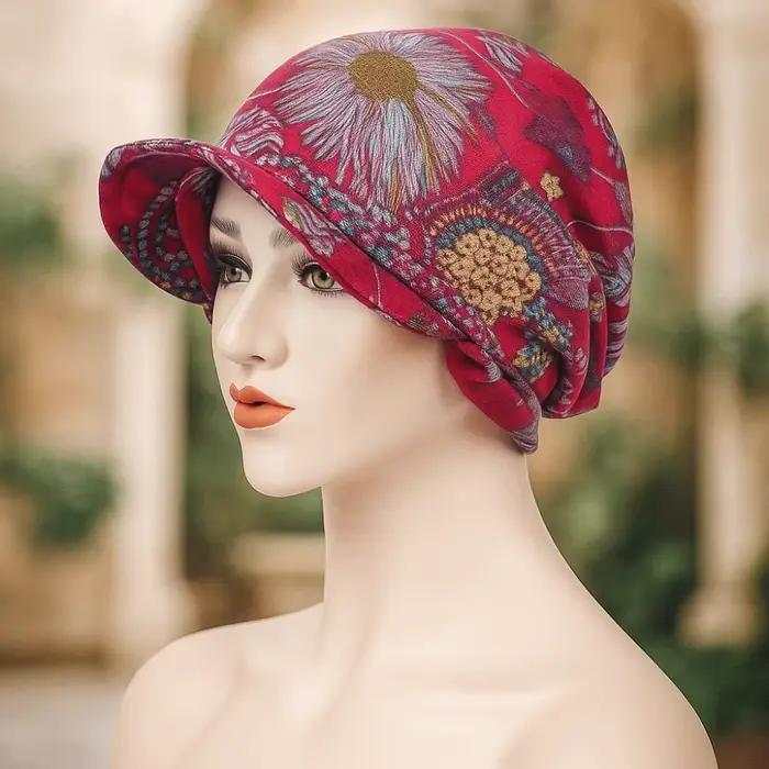 Casquette Chimio Confortable et Respirante à Visière Large en Coton