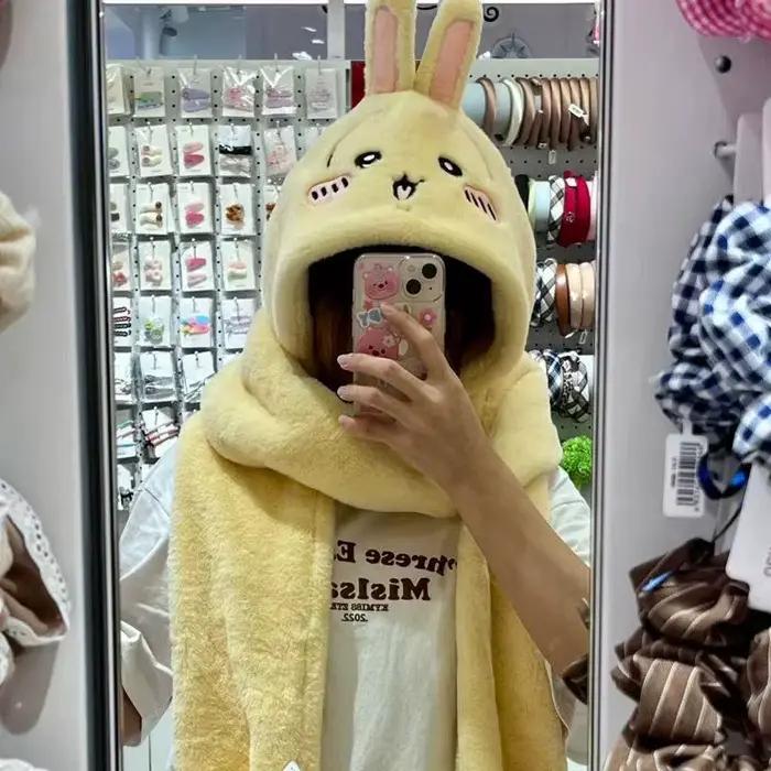 Ensemble trois pièces bonnet et écharpe Hachiware Usagi