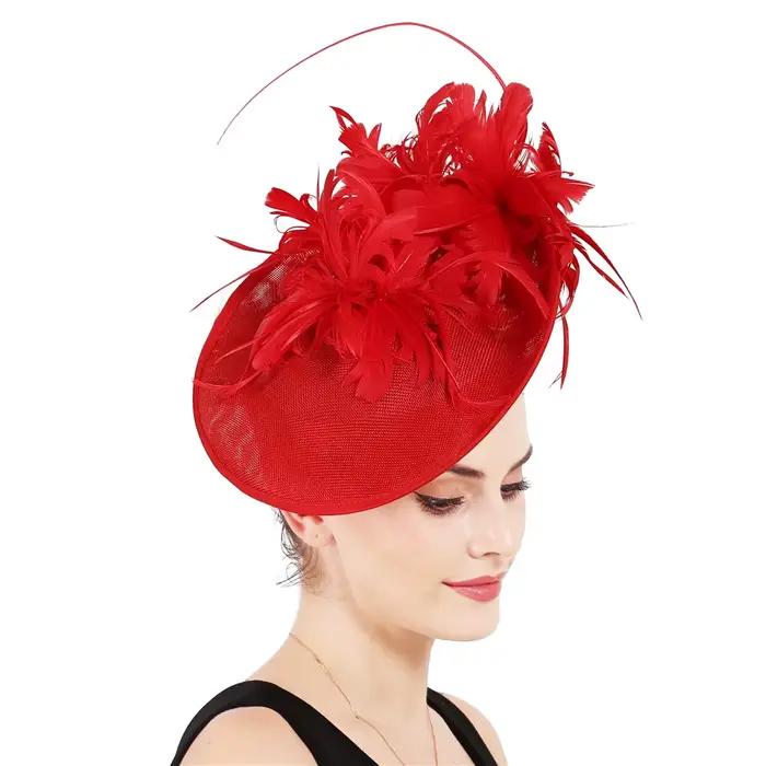Fascinateur en polyester et plumes pour femmes, épingles à cheveux avec plumes, couvre-chef élégant pour mariages et courses de prestige