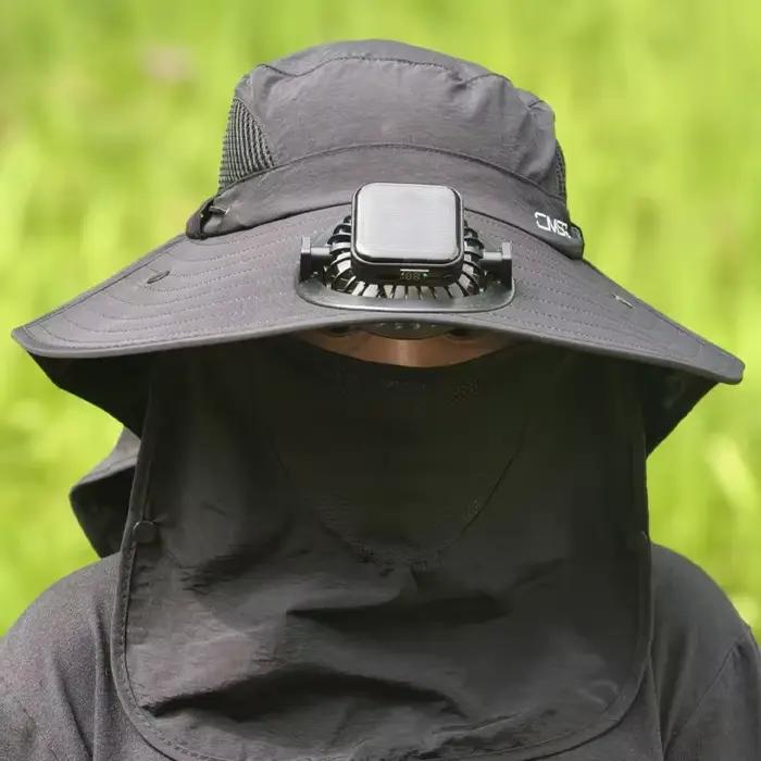 Chapeau de ventilateur à énergie solaire pour hommes, casquette d'escalade en plein air, protection solaire d'été, chapeau de pêche pour adultes avec ventilateur, casquette de baseball respirante polyvalente