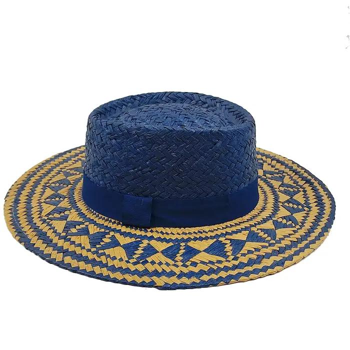 Chapeau de Paille Géométrique Rétro pour Femme