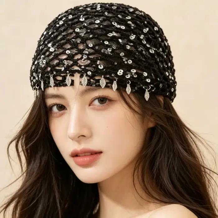 Bonnet à sequins ajouré pour femme – Design respirant d'été