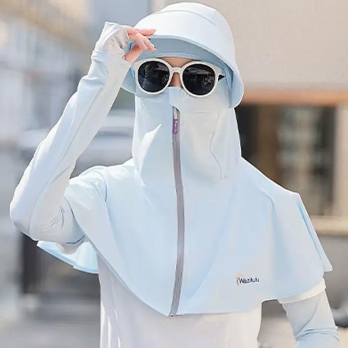 Casquette de pêcheur avec protection du cou et du visage en soie glacée