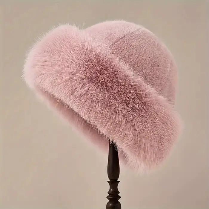 Bonnet en fourrure épaisse pour femme