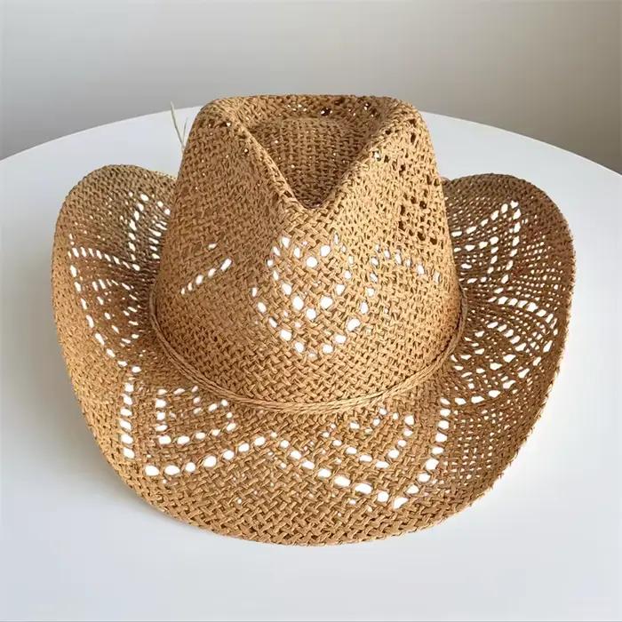 Chapeau de paille d'été Puloru unisexe pour femmes et hommes, chapeau de soleil sportif ajouré, multifonctionnel, protection solaire tout au long de l'année, extérieur, cowgirl occidental