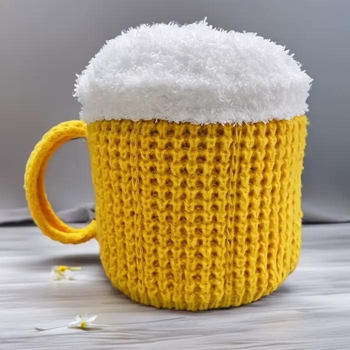 Bonnet en tricot fantaisie en forme de tasse de bière
