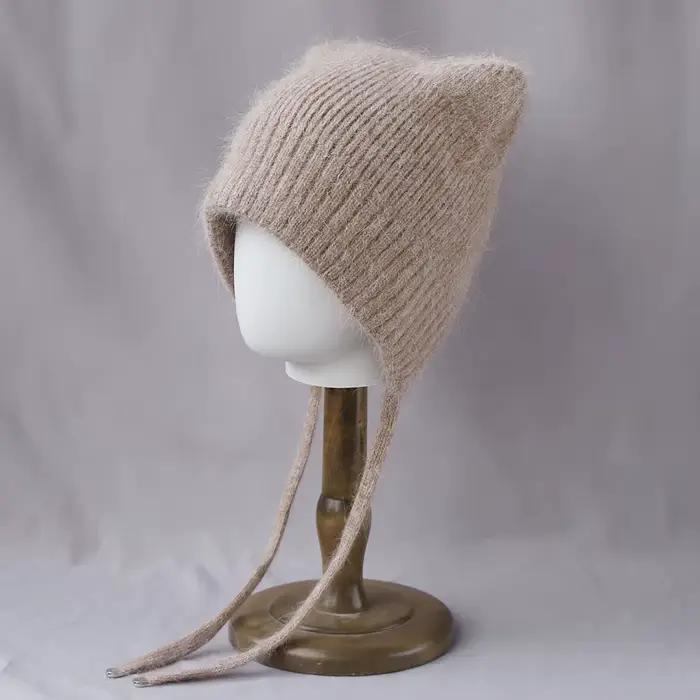 Chapeau profond d'extérieur en cachemire avec oreilles