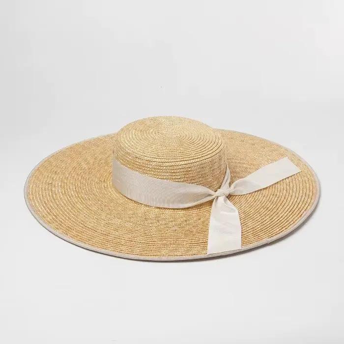 Chapeau de paille d'été français élégant pour femmes