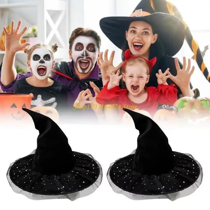 N5KE Magnifique chapeaux sorcière vintages Girls Chapeau Gothicisme Hat wizard Carnivals Witch Hat pour le costume
