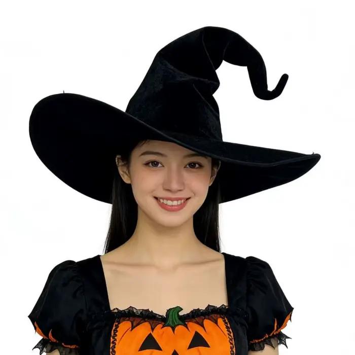 Chapeau de sorcière en velours confortable noir