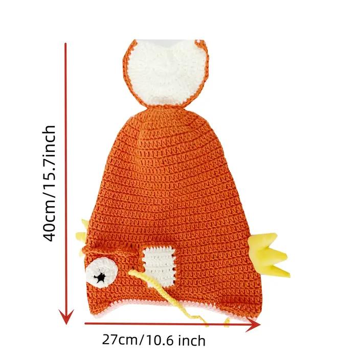 Chapeau de tête de carpe au crochet en laine fait à la main