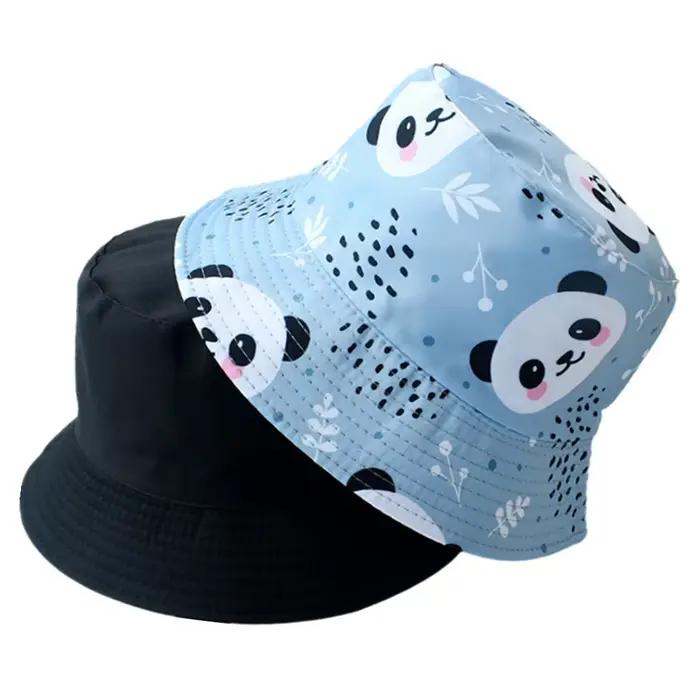 Chapeau seau Panda Double face pour hommes et femmes