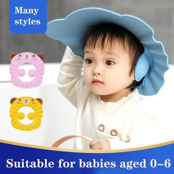 Bonnet souple réglable pour bébé 7-12 mois chapeau de bain protection des yeux animaux motifs douche bain fêtes prénatales cadeau enfant