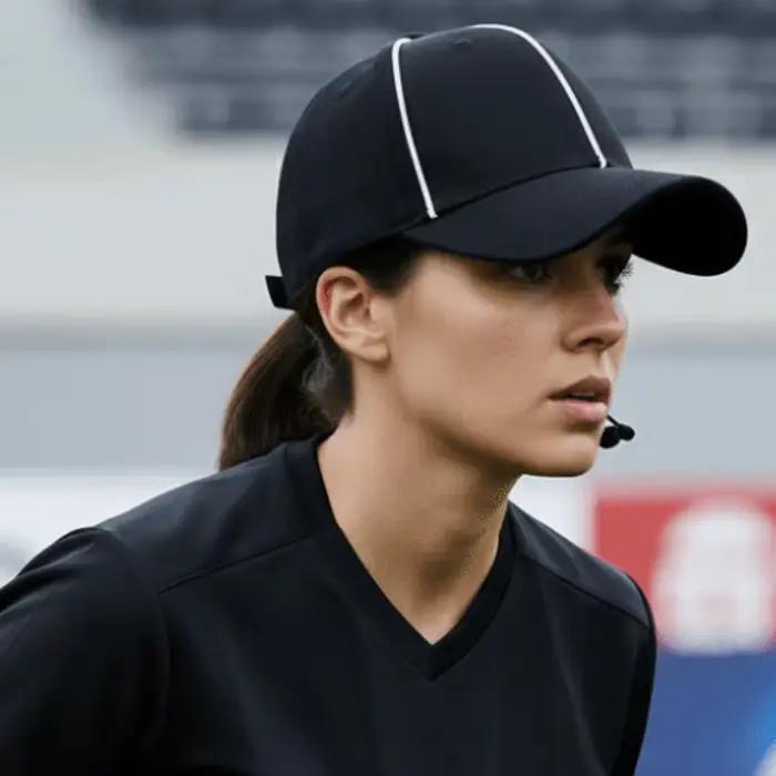 Casquette de Baseball Professionnelle Réglable pour Arbitre Noir / Blanc avec Bordure Contrastante Protection Solaire