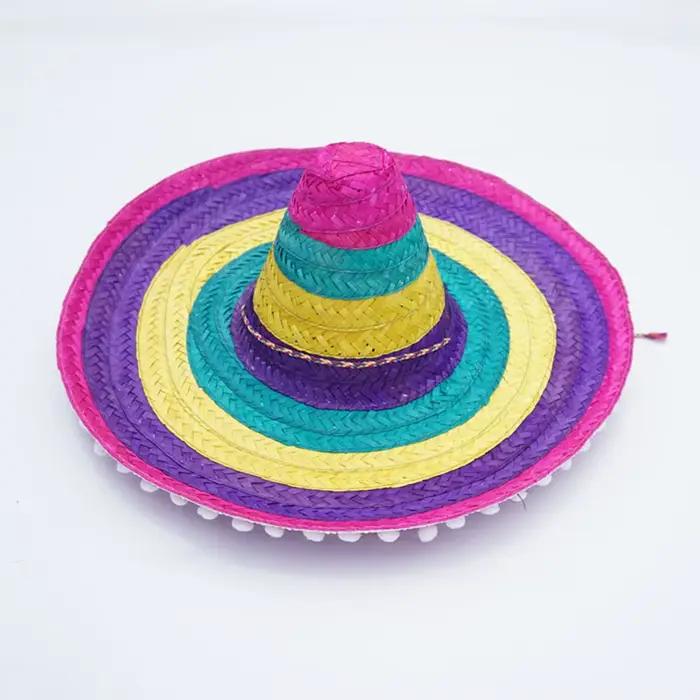 Chapeaux de paille colorés à large bord pour femmes