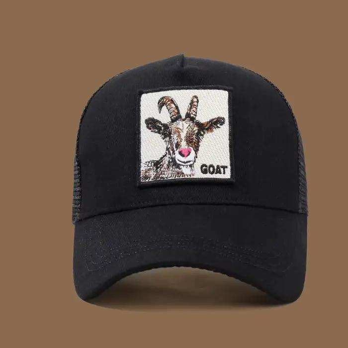 Casquette de camionneur unisexe avec broderie et appliques de chèvre – Idéal pour un usage quotidien décontracté