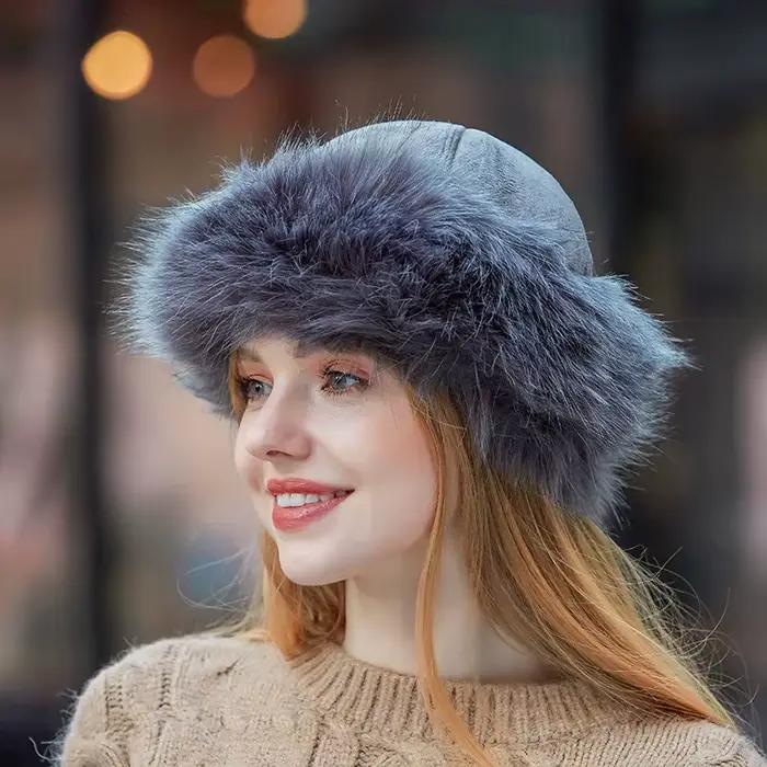Nouveau épais chaud russe chapeau dames daim Bomber