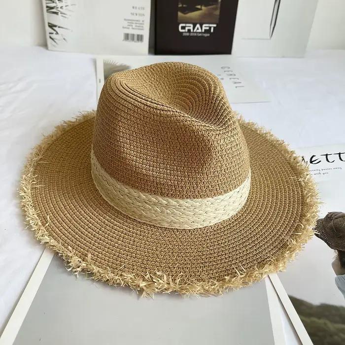 Chapeau de soleil anderà bord frangé pour femme