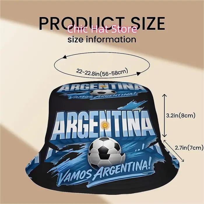 1 chapeau de pêcheur imprimé unisexe à motif de football argentin (2)