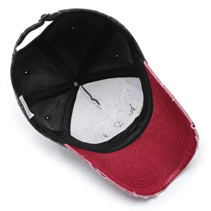Casquette en denim shabby avec lettres délavées pour hommes et femmes